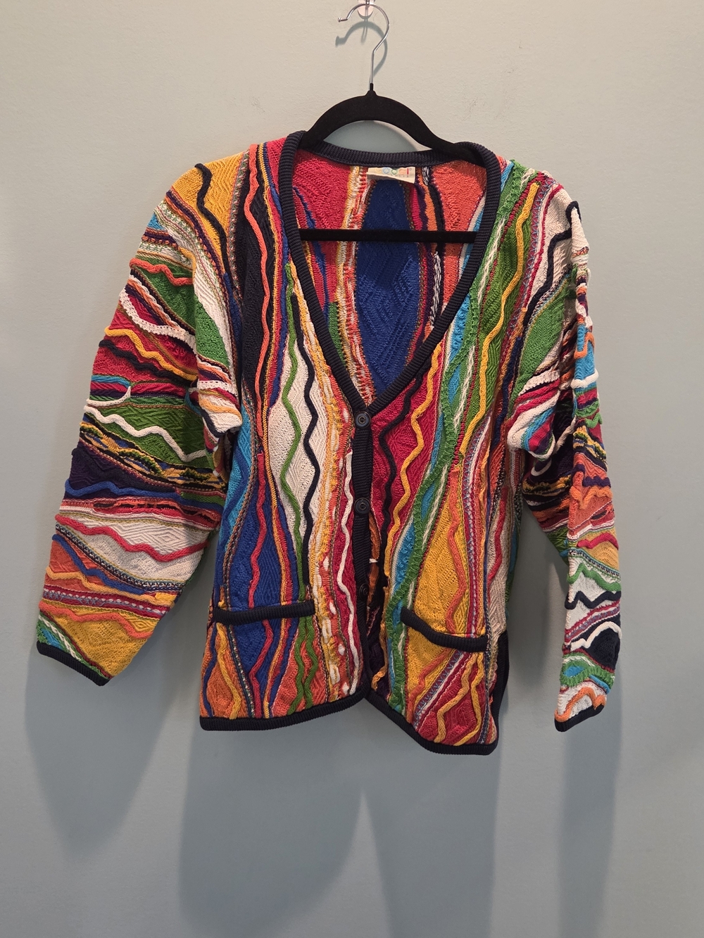 Vintage Coogi Australia Cardigan 100% Mercerised Cotton Multicolor Knit Size M - Picture 11 of 11